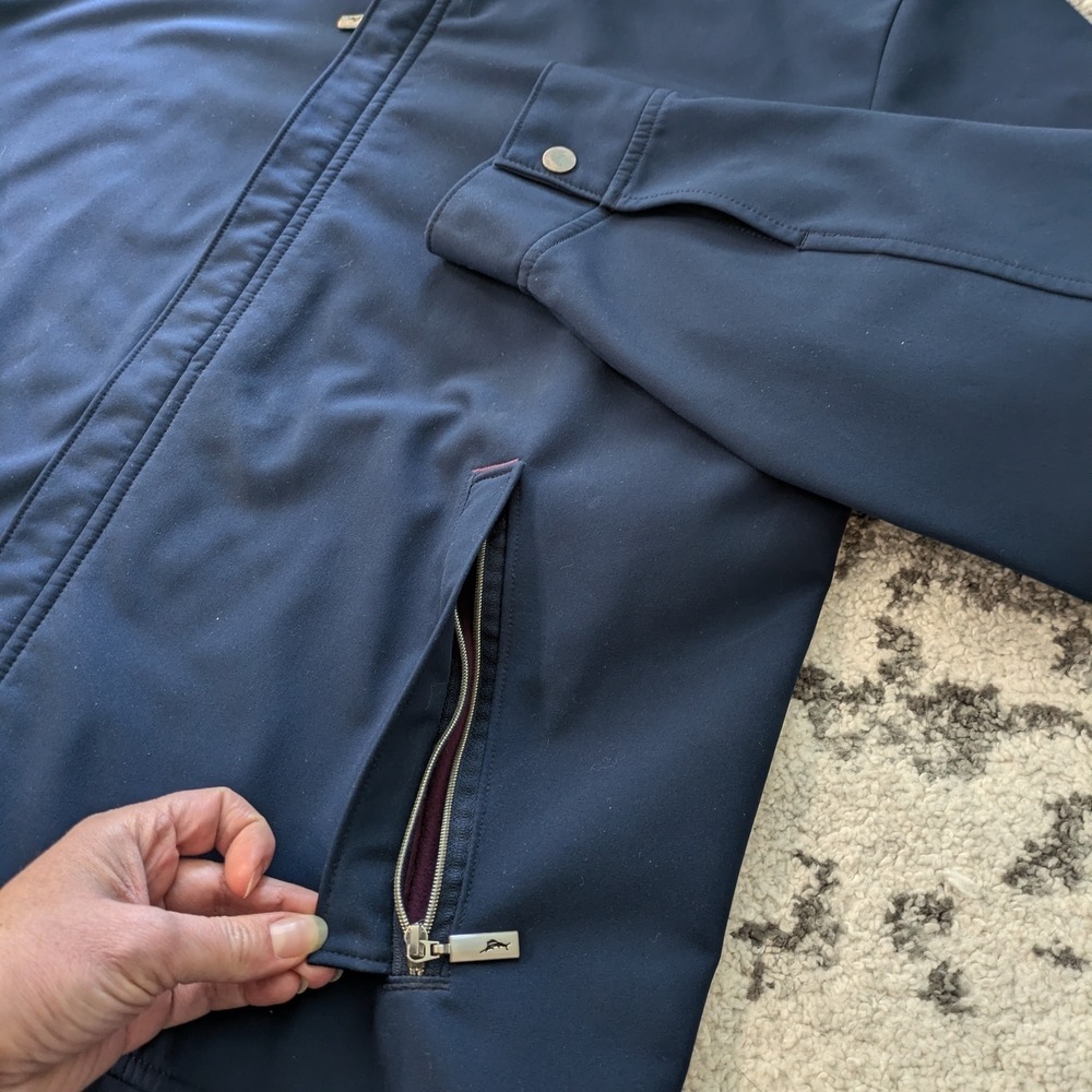 Tommy Bahama Soft Shell Fleece Lined‎ Hidden Zipper Jacket Men's XL - Picture 4 of 8